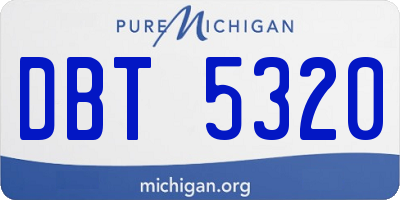 MI license plate DBT5320