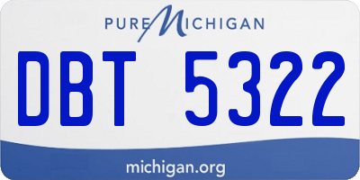 MI license plate DBT5322