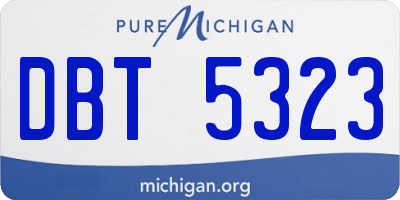 MI license plate DBT5323