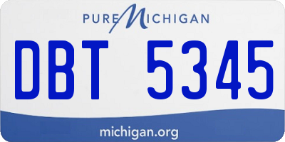 MI license plate DBT5345