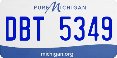 MI license plate DBT5349