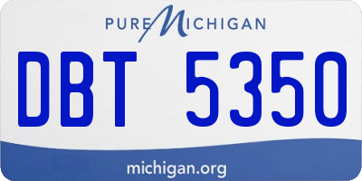 MI license plate DBT5350