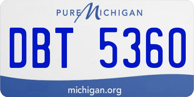 MI license plate DBT5360