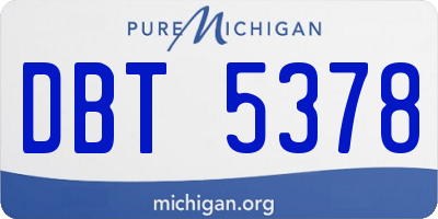 MI license plate DBT5378