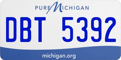 MI license plate DBT5392
