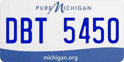 MI license plate DBT5450