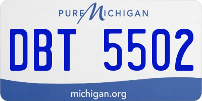 MI license plate DBT5502