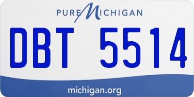 MI license plate DBT5514