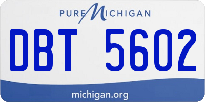 MI license plate DBT5602