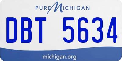 MI license plate DBT5634