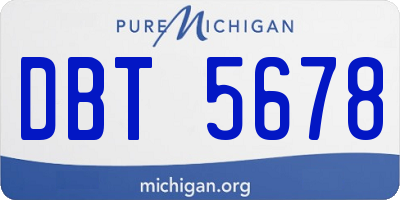 MI license plate DBT5678