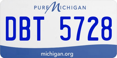 MI license plate DBT5728