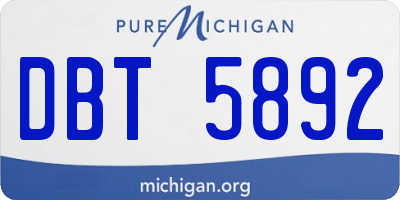 MI license plate DBT5892
