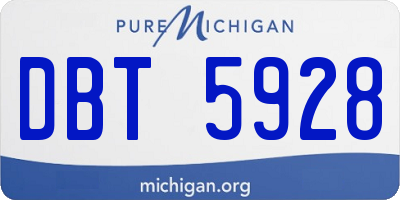 MI license plate DBT5928