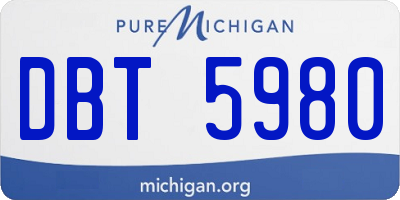 MI license plate DBT5980