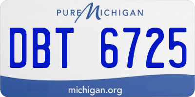 MI license plate DBT6725