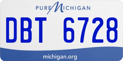 MI license plate DBT6728