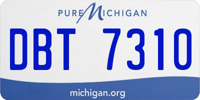 MI license plate DBT7310