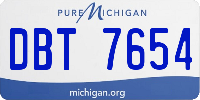 MI license plate DBT7654