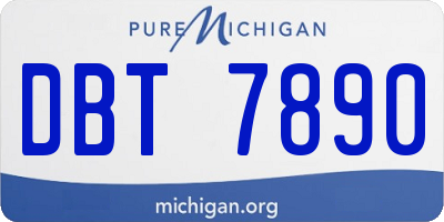 MI license plate DBT7890