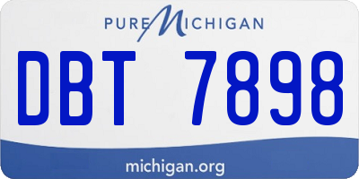 MI license plate DBT7898