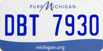 MI license plate DBT7930