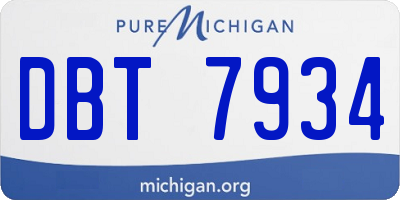 MI license plate DBT7934