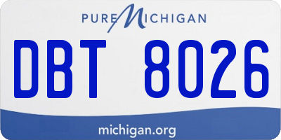 MI license plate DBT8026