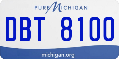 MI license plate DBT8100