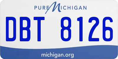 MI license plate DBT8126