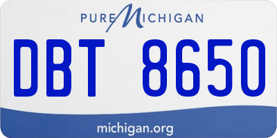 MI license plate DBT8650