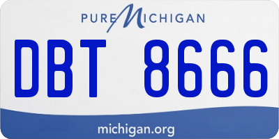MI license plate DBT8666
