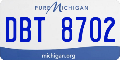 MI license plate DBT8702