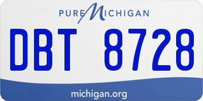 MI license plate DBT8728
