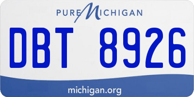 MI license plate DBT8926