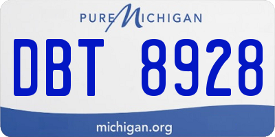 MI license plate DBT8928