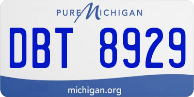 MI license plate DBT8929
