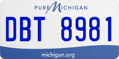 MI license plate DBT8981