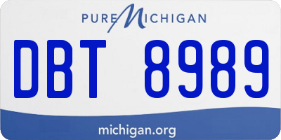 MI license plate DBT8989