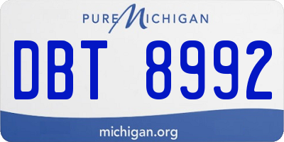 MI license plate DBT8992