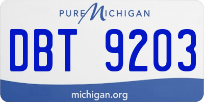 MI license plate DBT9203