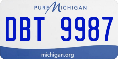MI license plate DBT9987
