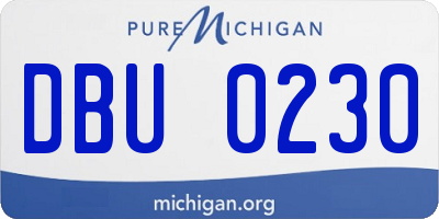 MI license plate DBU0230