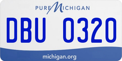 MI license plate DBU0320