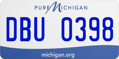 MI license plate DBU0398