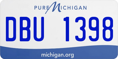 MI license plate DBU1398