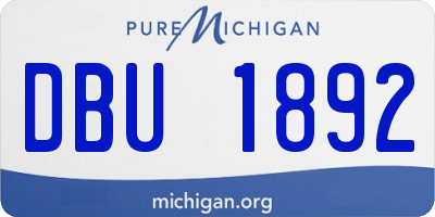 MI license plate DBU1892