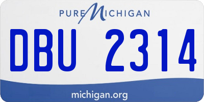 MI license plate DBU2314
