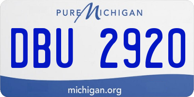 MI license plate DBU2920