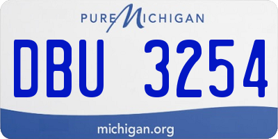 MI license plate DBU3254